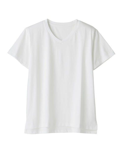 CHAN ME(チャンミ)の「綿100%VネックTシャツ(Tシャツ/カットソー・レディース・チャコールグレー/ブラック/ライトブルー/イエロー/ホワイト/ピンク・MEDIUM/LARGE/X-LARGE)」の14枚目の写真