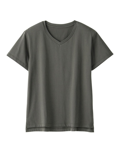 CHAN ME(チャンミ)の「綿100%VネックTシャツ(Tシャツ/カットソー・レディース・チャコールグレー/ブラック/ライトブルー/イエロー/ホワイト/ピンク・MEDIUM/LARGE/X-LARGE)」の15枚目の写真
