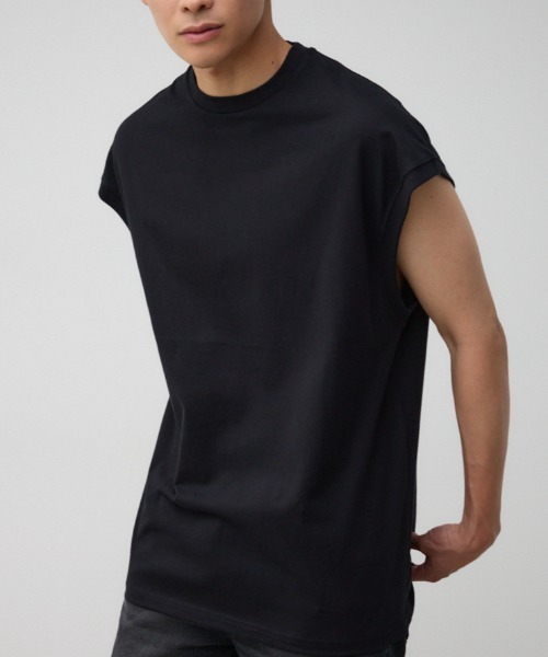 AZUL by moussy（アズールバイマウジー）の「オーバーサイズノースリーブトップス（Tシャツ/カットソー・メンズ・ホワイト/ライトブルー/ブラック・FREE）」の3枚目の写真