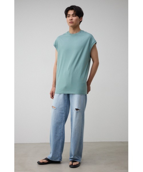 AZUL by moussy（アズールバイマウジー）の「オーバーサイズノースリーブトップス（Tシャツ/カットソー・メンズ・ホワイト/ライトブルー/ブラック・FREE）」の11枚目の写真