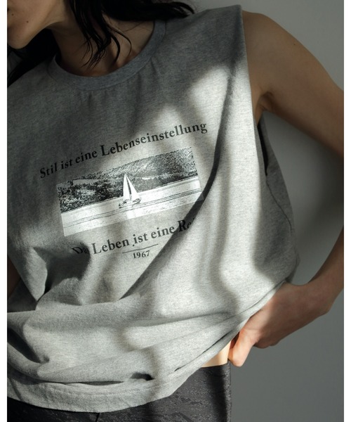 anuke(アンヌーク)の「Cutoff Print Tanktop(タンクトップ・レディース・ブラック/グレー・FREE)」の4枚目の写真