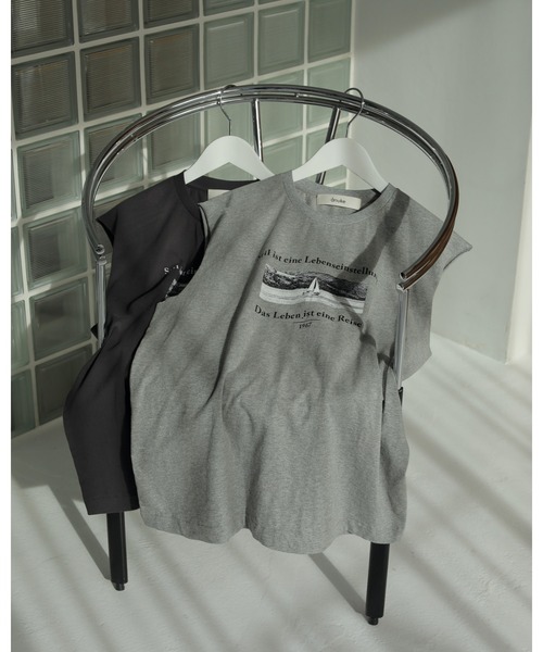 anuke(アンヌーク)の「Cutoff Print Tanktop(タンクトップ・レディース・ブラック/グレー・FREE)」の6枚目の写真