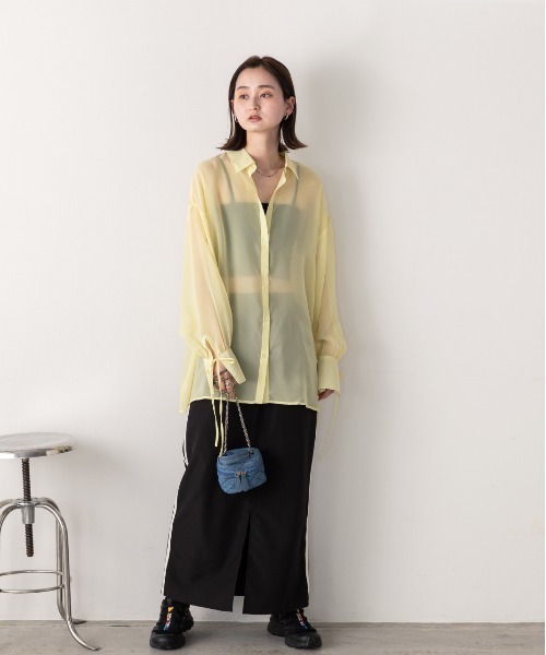 ad thie(アドティエ)の「リボンデザイン オーバーシアーシャツ(シャツ/ブラウス・レディース・ライトグレー/イエロー/オフホワイト・FREE)」の18枚目の写真