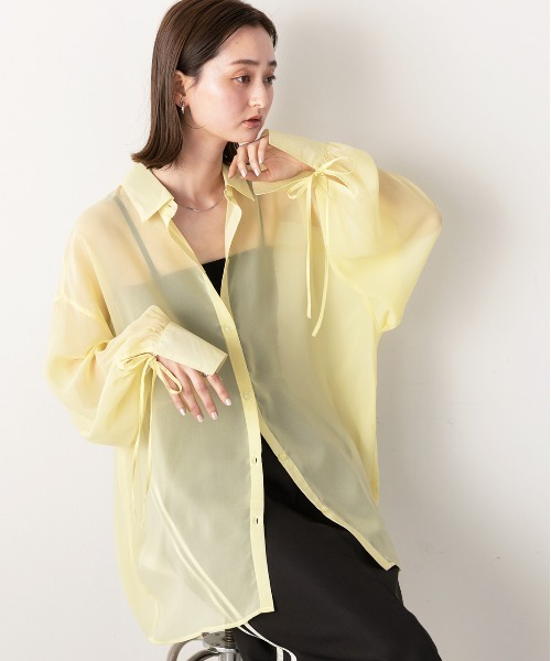 ad thie(アドティエ)の「リボンデザイン オーバーシアーシャツ(シャツ/ブラウス・レディース・ライトグレー/イエロー/オフホワイト・FREE)」の19枚目の写真
