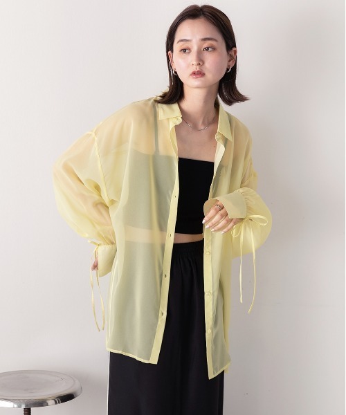 ad thie(アドティエ)の「リボンデザイン オーバーシアーシャツ(シャツ/ブラウス・レディース・ライトグレー/イエロー/オフホワイト・FREE)」の20枚目の写真