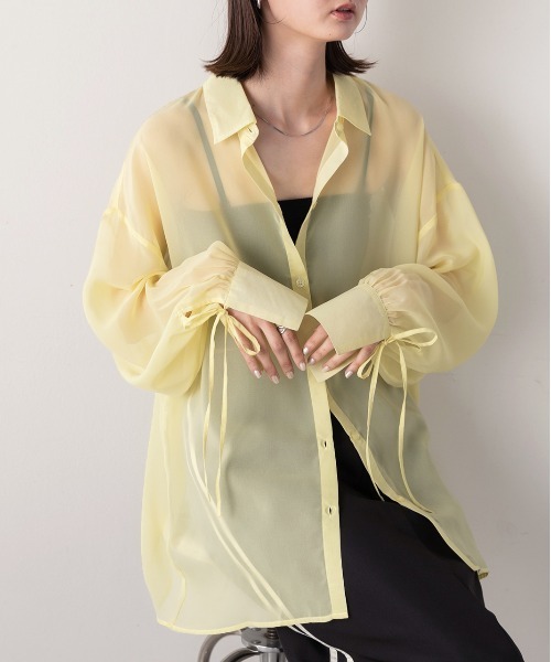 ad thie(アドティエ)の「リボンデザイン オーバーシアーシャツ(シャツ/ブラウス・レディース・ライトグレー/イエロー/オフホワイト・FREE)」の22枚目の写真