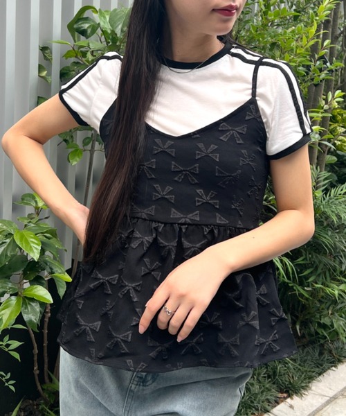 Loueme(ルエム)の「リボン柄レイヤードビスチェ/キャミソール(キャミソール・レディース・ホワイト/ブラック/ブルー・FREE)」の10枚目の写真