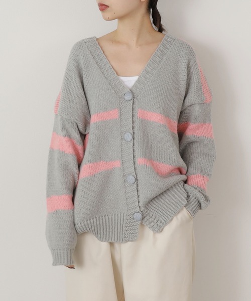 ROOPTOKYO(ループトウキョウ)の「▲Knit cardigan with color scheme / 配色柄ニットカーディガン(カーディガン/ボレロ・レディース・ブルー/ピンク/ブラック・FREE)」の17枚目の写真