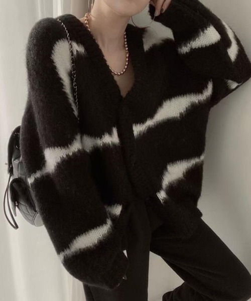 ROOPTOKYO(ループトウキョウ)の「▲Knit cardigan with color scheme / 配色柄ニットカーディガン(カーディガン/ボレロ・レディース・ブルー/ピンク/ブラック・FREE)」の20枚目の写真