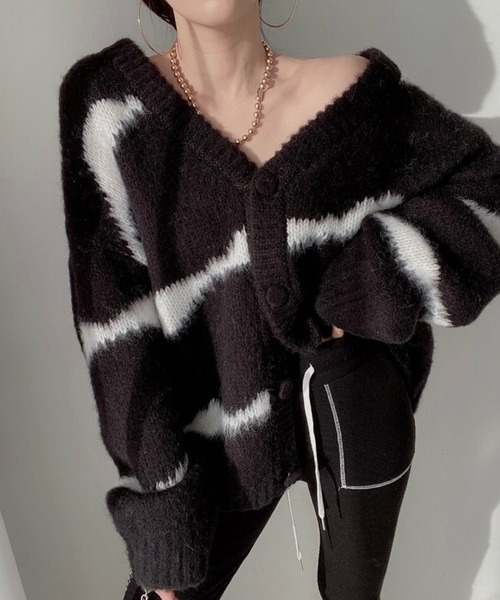 ROOPTOKYO(ループトウキョウ)の「▲Knit cardigan with color scheme / 配色柄ニットカーディガン(カーディガン/ボレロ・レディース・ブルー/ピンク/ブラック・FREE)」の21枚目の写真