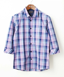 MK MICHEL KLEIN HOMME （エムケーミッシェルクランオム）の「【大きいサイズあり】七分袖シャツ/タイプライターチェック（シャツ/ブラウス・メンズ）」