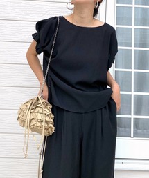 Q | ポリエステルコットン袖タックブラウス(シャツ/ブラウス)