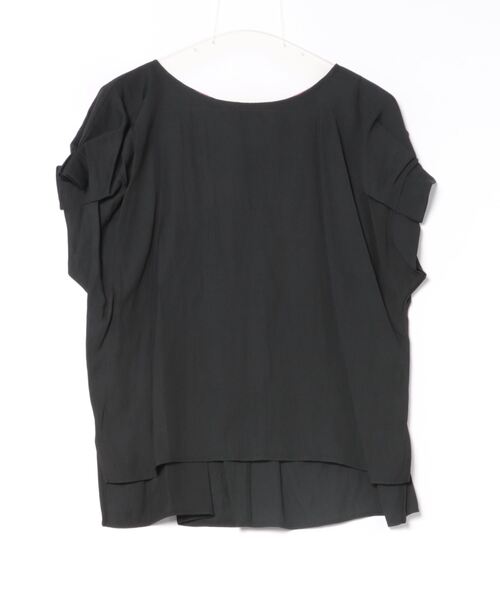 Q（キュー）の「ポリエステルコットン袖タックブラウス（シャツ/ブラウス・レディース・ブルー/ブラック・MEDIUM）」の4枚目の写真
