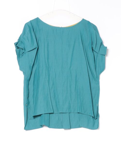 Q（キュー）の「ポリエステルコットン袖タックブラウス（シャツ/ブラウス・レディース・ブルー/ブラック・MEDIUM）」の3枚目の写真