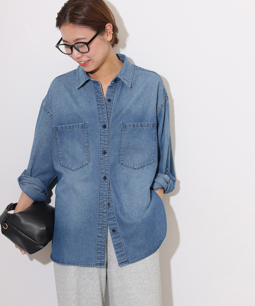 JOURNAL STANDARD relume（ジャーナルスタンダード　レリューム）の「デニムオーバーサイズシャツ（シャツ/ブラウス・レディース・ブルー系その他・FREE）」の8枚目の写真