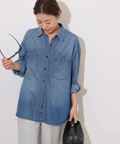 JOURNAL STANDARD relume（ジャーナルスタンダード　レリューム）の「デニムオーバーサイズシャツ（シャツ/ブラウス・レディース・ブルー系その他・FREE）」の9枚目の写真