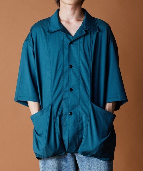 rehacer(レアセル)の「R. : Open Collar Box Shirt(シャツ/ブラウス・メンズ・ブラック/グリーン・LARGE/MEDIUM/X-LARGE)」の4枚目の写真