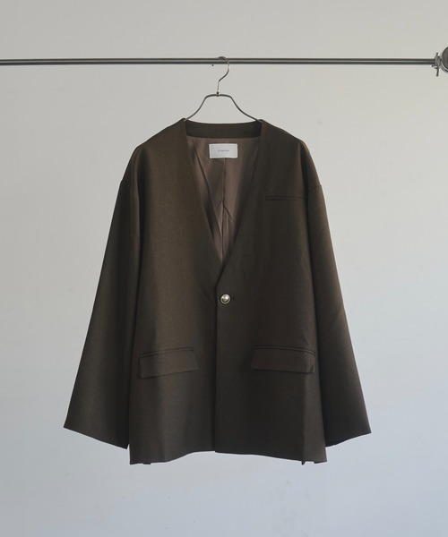 Utusiyo（ウツシヨ）の「blazer 共鳴（ノーカラージャケット・メンズ・ブラウン/ブラック・FREE）」の13枚目の写真