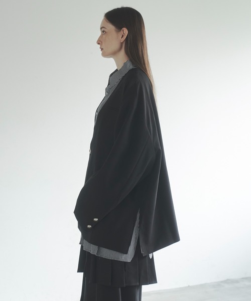 Utusiyo（ウツシヨ）の「blazer 共鳴（ノーカラージャケット・メンズ・ブラウン/ブラック・FREE）」の6枚目の写真