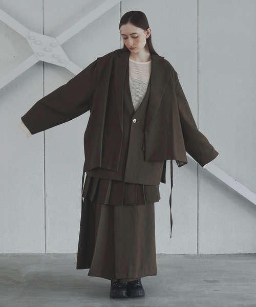 Utusiyo（ウツシヨ）の「blazer 共鳴（ノーカラージャケット・メンズ・ブラウン/ブラック・FREE）」の8枚目の写真