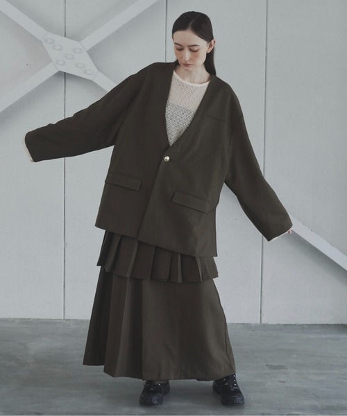 Utusiyo（ウツシヨ）の「blazer 共鳴（ノーカラージャケット・メンズ・ブラウン/ブラック・FREE）」の11枚目の写真