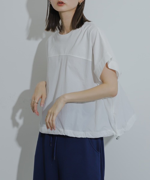 SENSE OF PLACE by URBAN RESEARCH（センスオブプレイスバイアーバンリサーチ）の「スソドロストキリカエカットトップ（Tシャツ/カットソー・レディース・カーキ/オフホワイト/ブラック・ONE）」の2枚目の写真