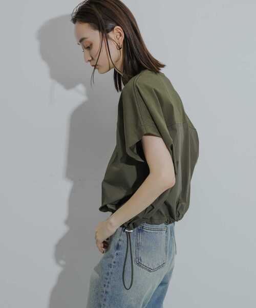 SENSE OF PLACE by URBAN RESEARCH（センスオブプレイスバイアーバンリサーチ）の「スソドロストキリカエカットトップ（Tシャツ/カットソー・レディース・カーキ/オフホワイト/ブラック・ONE）」の10枚目の写真