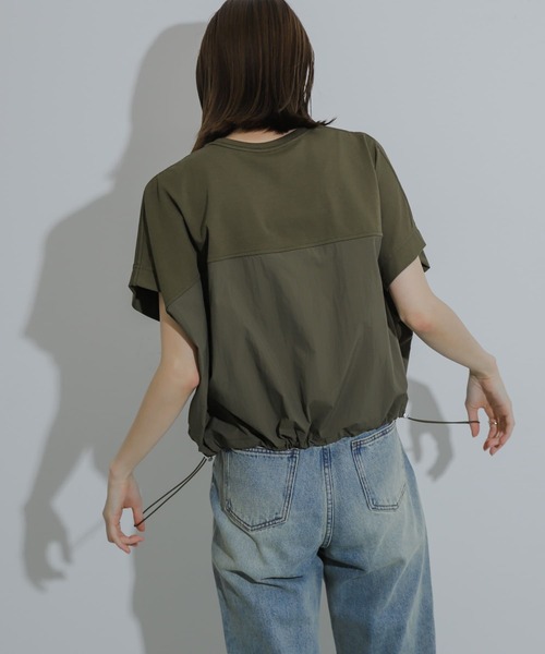 SENSE OF PLACE by URBAN RESEARCH（センスオブプレイスバイアーバンリサーチ）の「スソドロストキリカエカットトップ（Tシャツ/カットソー・レディース・カーキ/オフホワイト/ブラック・ONE）」の11枚目の写真