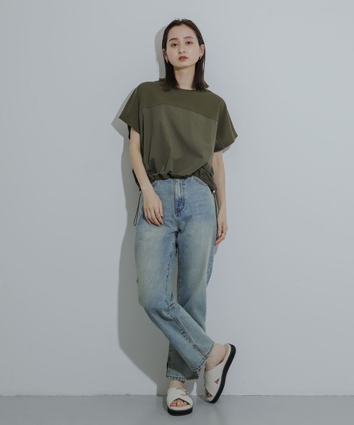 SENSE OF PLACE by URBAN RESEARCH（センスオブプレイスバイアーバンリサーチ）の「スソドロストキリカエカットトップ（Tシャツ/カットソー・レディース・カーキ/オフホワイト/ブラック・ONE）」の12枚目の写真