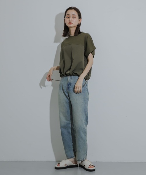 SENSE OF PLACE by URBAN RESEARCH（センスオブプレイスバイアーバンリサーチ）の「スソドロストキリカエカットトップ（Tシャツ/カットソー・レディース・カーキ/オフホワイト/ブラック・ONE）」の13枚目の写真
