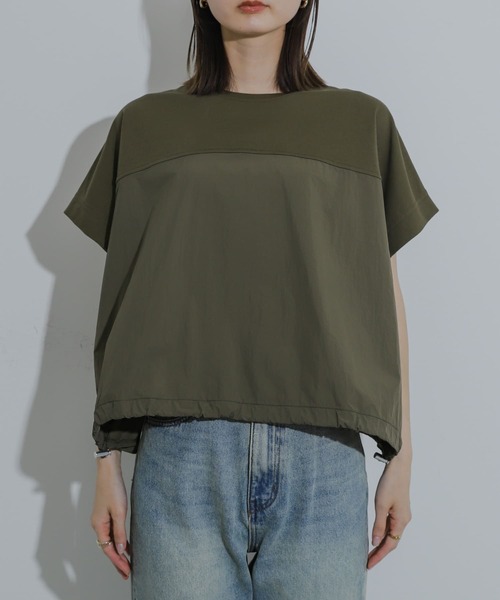 SENSE OF PLACE by URBAN RESEARCH（センスオブプレイスバイアーバンリサーチ）の「スソドロストキリカエカットトップ（Tシャツ/カットソー・レディース・カーキ/オフホワイト/ブラック・ONE）」の16枚目の写真