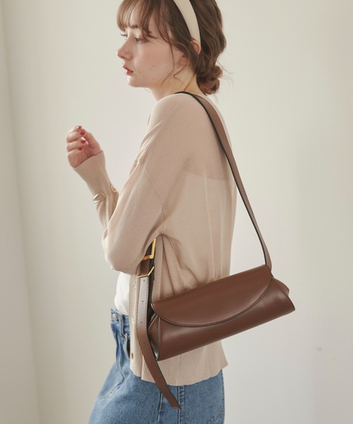 ANGIE（アンジー）の「ワイドショルダーフラップバッグ（ショルダーバッグ・レディース・ブラウン/ブラック・FREE）」の21枚目の写真