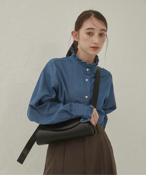 ANGIE（アンジー）の「ワイドショルダーフラップバッグ（ショルダーバッグ・レディース・ブラウン/ブラック・FREE）」の12枚目の写真