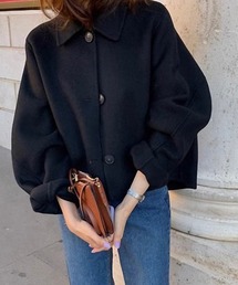 INASTUDIOS（イーナストゥディオス）の「ウールクロップドジャケット｜レディース シンプル＆エレガント｜ルーズシルエット ショートコート（その他アウター）」