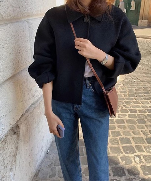 セール】ウールクロップドジャケット｜レディース シンプル