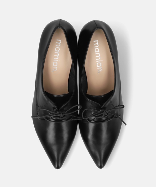 MAMIAN（マミアン）の「ポインテッドトゥ レースアップ ブーティ (5.0cmヒール)（ブーツ・レディース・ブラック/ブラック系その他・25.0cm/24.5cm/24.0cm/23.5cm/23.0cm/22.5cm）」の4枚目の写真