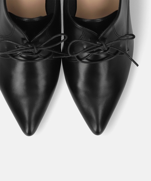 MAMIAN（マミアン）の「ポインテッドトゥ レースアップ ブーティ (5.0cmヒール)（ブーツ・レディース・ブラック/ブラック系その他・25.0cm/24.5cm/24.0cm/23.5cm/23.0cm/22.5cm）」の5枚目の写真