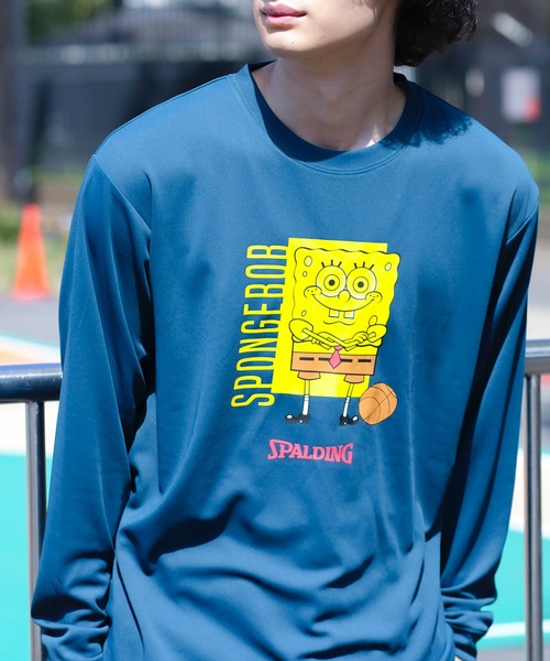 SPALDING（スポルディング）の「【SPALDING/スポルディング】ロングスリーブTシャツ スポンジ・ボブ バスケットボール フリーク/UVカット吸水速乾長袖ロンT（Tシャツ/カットソー・メンズ・ブラック/ヘザーグレー/ダークグリーン・MEDIUM/LARGE）」の11枚目の写真