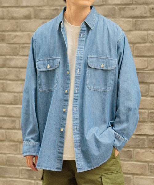 ITEMS URBANRESEARCH（アイテムズ アーバンリサーチ）の「ダブルポケット ウォッシュドデニムシャツ（シャツ/ブラウス・メンズ・ブルー/ブラック・LARGE/MEDIUM）」の7枚目の写真