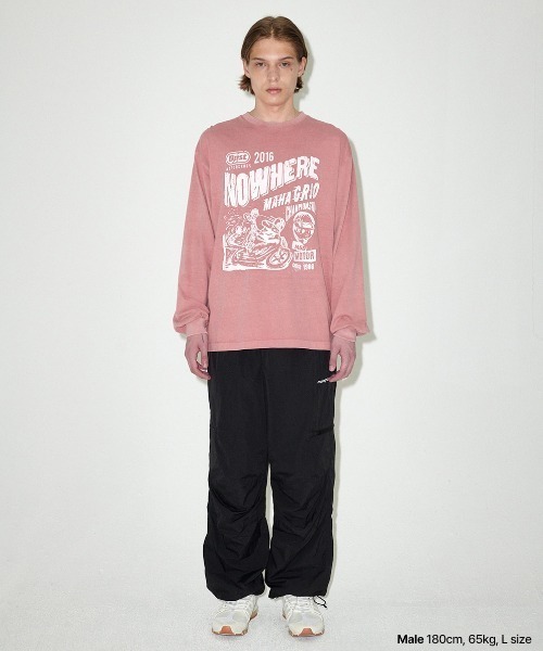 tシャツ 「mahagrid/マハグリッド」 DUST MOTOCROSS PIGMENT LS TEE/ダストモトクロスピグメント長袖Tシャツ レデ mahagrid/マハグリッド』 DUST MOTOCROSS PIGMENT LS TEE/ダスト