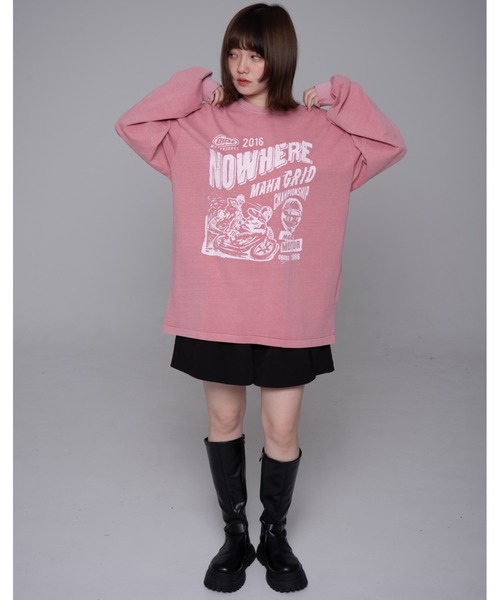 tシャツ 「mahagrid/マハグリッド」 DUST MOTOCROSS PIGMENT LS TEE/ダストモトクロスピグメント長袖Tシャツ レデ mahagrid/マハグリッド』 DUST MOTOCROSS PIGMENT LS TEE/ダスト