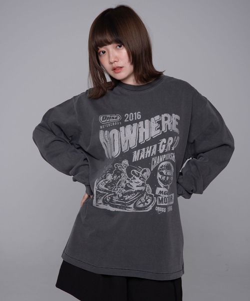 tシャツ 「mahagrid/マハグリッド」 DUST MOTOCROSS PIGMENT LS TEE/ダストモトクロスピグメント長袖Tシャツ レデ mahagrid/マハグリッド』 DUST MOTOCROSS PIGMENT LS TEE/ダスト