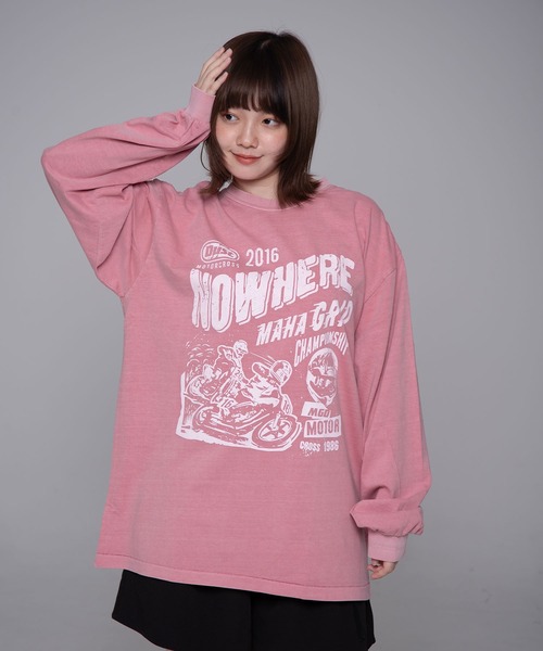tシャツ 「mahagrid/マハグリッド」 DUST MOTOCROSS PIGMENT LS TEE/ダストモトクロスピグメント長袖Tシャツ レデ mahagrid/マハグリッド』 DUST MOTOCROSS PIGMENT LS TEE/ダスト