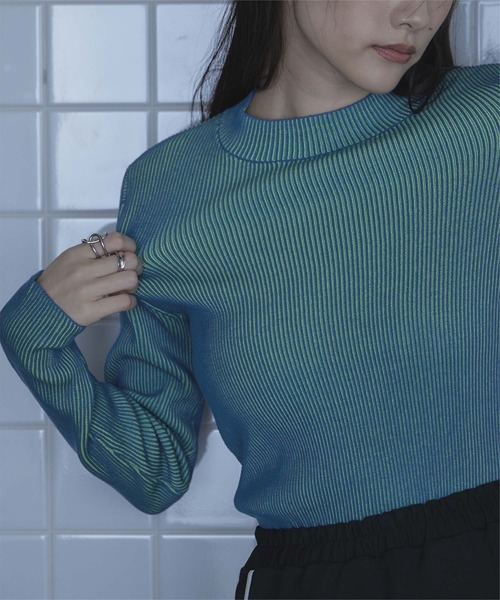 miette(ミエット)の「バイカラーリブプチハイネックニット(ニット/セーター・レディース・ブルー/グレー/ブラック・FREE)」の14枚目の写真