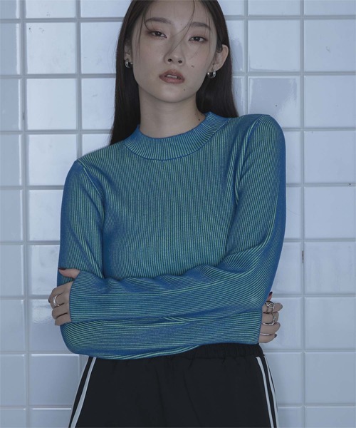 miette(ミエット)の「バイカラーリブプチハイネックニット(ニット/セーター・レディース・ブルー/グレー/ブラック・FREE)」の13枚目の写真
