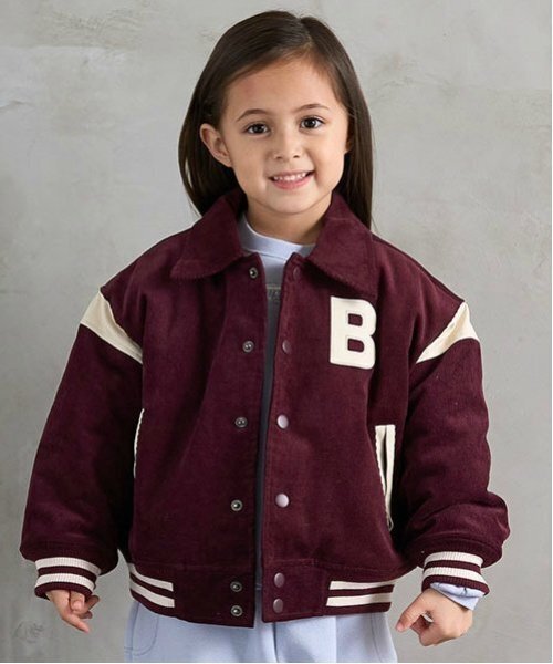 b・ROOM（ビールーム）の「コーデュロイスタジャン（ブルゾン・キッズ・ベージュ/ブルー/エンジ/チャコール・140cm/130cm/120cm/110cm/100cm/150cm）」の4枚目の写真