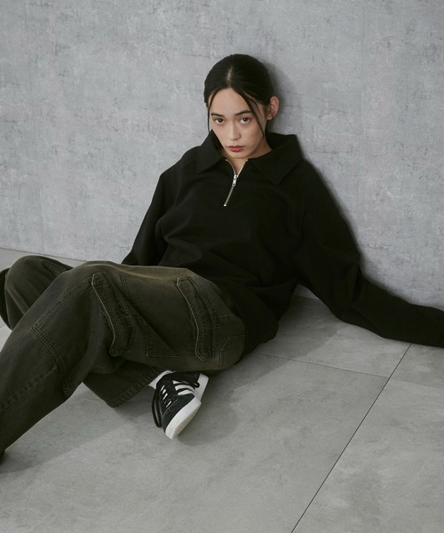 THE STANDARD（ザスタンダード）の「WEGO/ラグランハーフZIPプルオーバー（スウェット・メンズ・ブラック/杢グレー・MEDIUM/LARGE）」の6枚目の写真