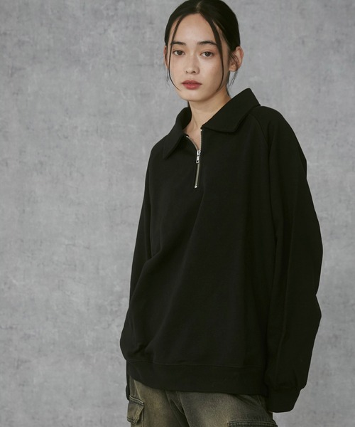 THE STANDARD（ザスタンダード）の「WEGO/ラグランハーフZIPプルオーバー（スウェット・メンズ・ブラック/杢グレー・MEDIUM/LARGE）」の8枚目の写真