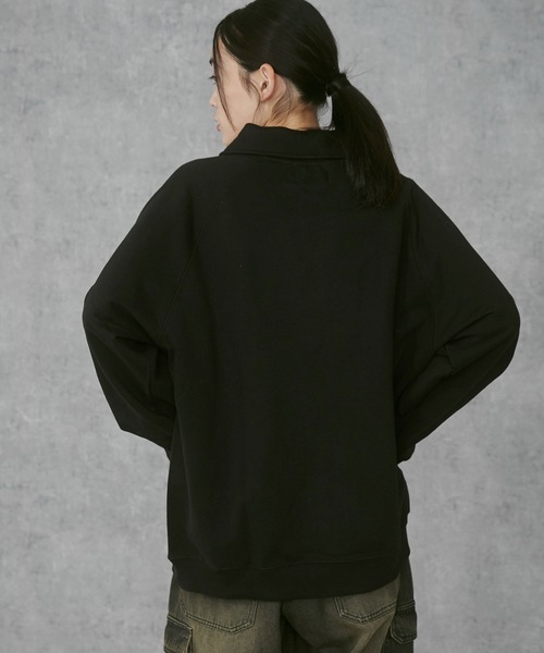 THE STANDARD（ザスタンダード）の「WEGO/ラグランハーフZIPプルオーバー（スウェット・メンズ・ブラック/杢グレー・MEDIUM/LARGE）」の3枚目の写真