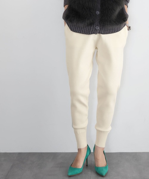 ELFRANK（エルフランク）の「ニットパンツ ロング ジョガーパンツ ニット 秋冬（その他パンツ・レディース・チャコールグレー/ブラック/アイボリー/モカ・FREE/S/M/L）」の15枚目の写真